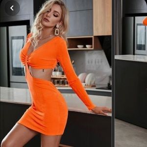 orange cut out dress